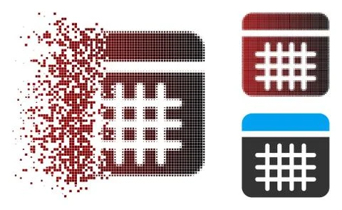 Fractured Pixel Halftone Calendar Icon Stock Illustration
