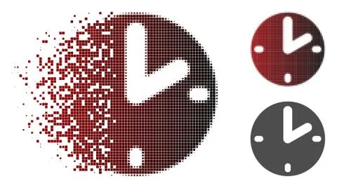 Fractured Pixel Halftone Clock Icon Illustrazione stock