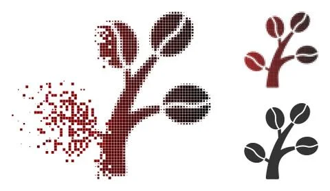 Fractured Pixel Halftone Coffee Tree Icon 库存插图