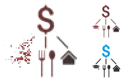 Fractured Pixel Halftone Consumption Pattern Icon Stock Illustration