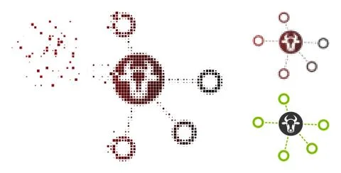 Fractured Pixel Halftone Cow Relations Icon 스톡 일러스트