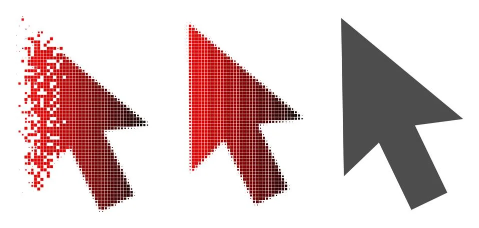 Fractured Pixel Halftone Cursor Arrow Icon Illustrazione stock