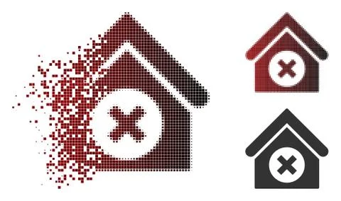 Fractured Pixel Halftone Delete Building Icon Ilustración de archivo