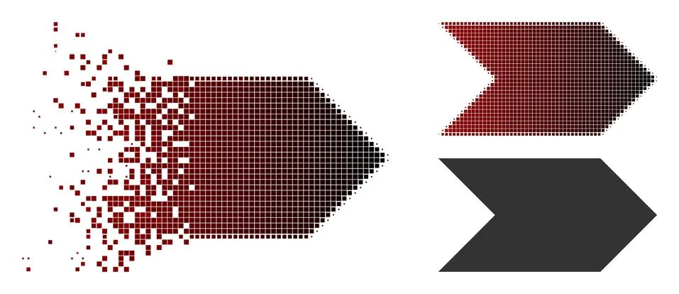 Fractured Pixel Halftone Direction Arrow Icon Stock Illustration