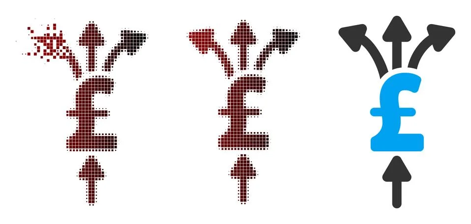 Fractured Pixel Halftone Divide Pound Payments Icon Stock Illustration