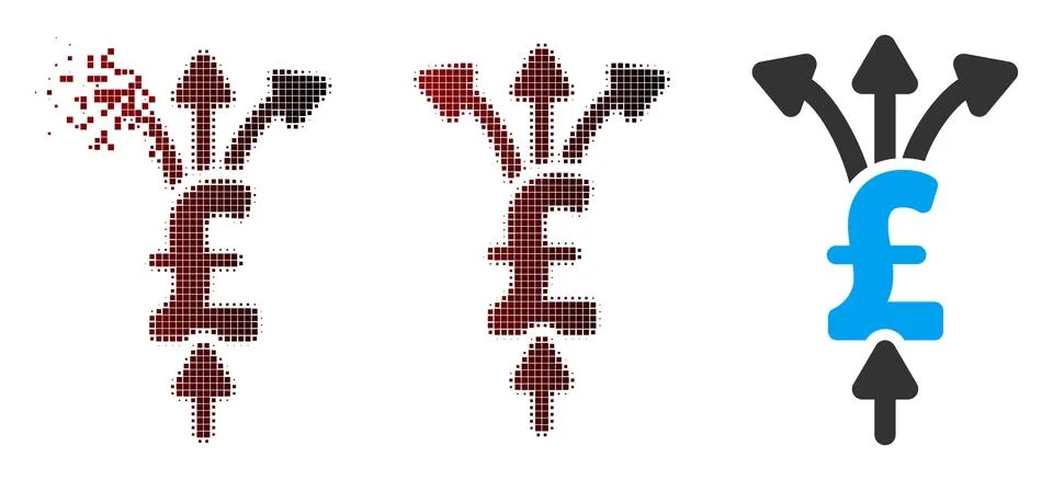 Fractured Pixel Halftone Divide Pound Payments Icon Stock Illustration