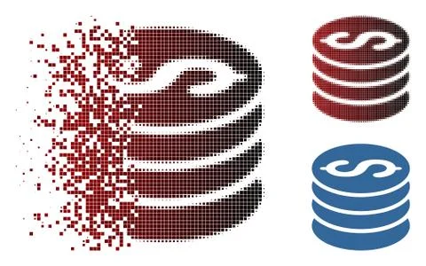 Fractured Pixel Halftone Dollar Coins Icon イラスト素材