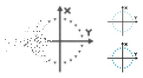Fractured Pixel Halftone Dotted Circle Plot Icon Ilustración de archivo