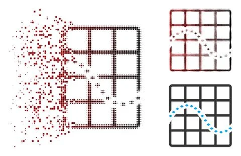 Fractured Pixel Halftone Dotted Function Chart Icon 스톡 일러스트