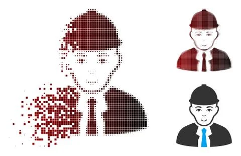 Fractured Pixel Halftone Engineer Icon Stockillustratie