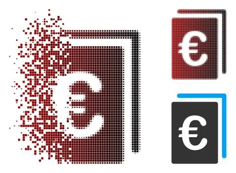 Fractured Pixel Halftone Euro Document Icon Stock Illustration