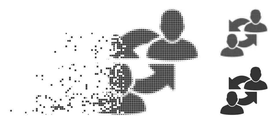 Fractured Pixel Halftone Exchange User Icon Illustrazione stock