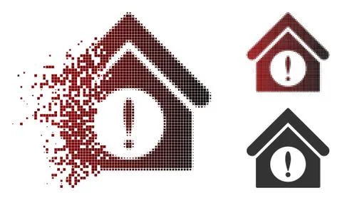 Fractured Pixel Halftone Exclamation Building Icon Ilustración de archivo