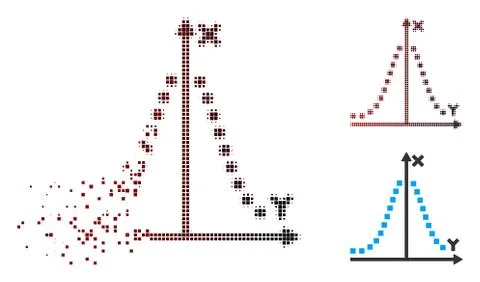 Fractured Pixel Halftone Gauss Plot Icon Ilustración de archivo
