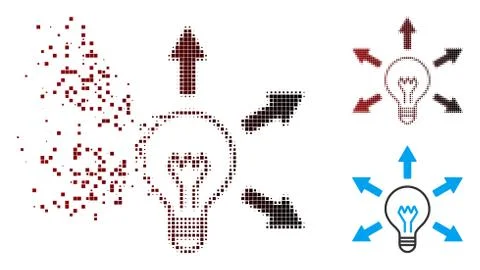 Fractured Pixel Halftone Idea Bulb Icon 스톡 일러스트