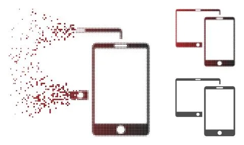 Fractured Pixel Halftone Mobile Devices Icon Illustrazione stock