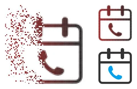 Fractured Pixel Halftone Phone Support Day Icon Illustrazione stock