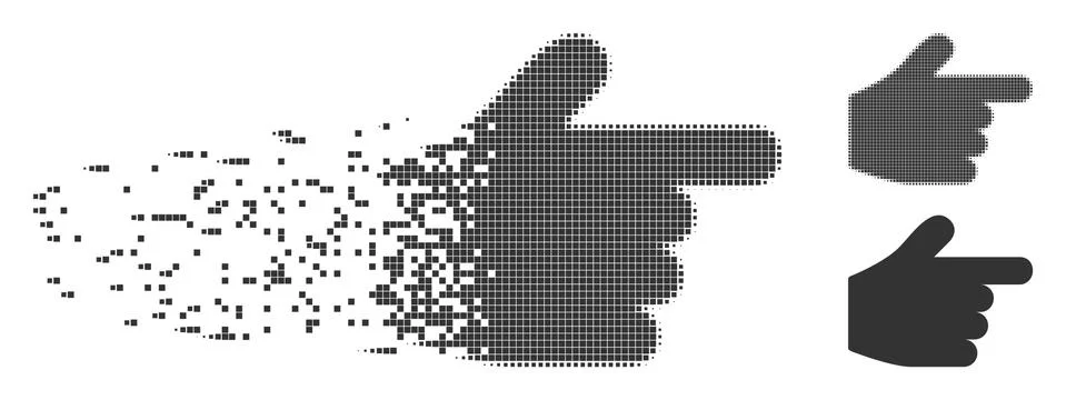 Fractured Pixel Halftone Pointer Finger Icon 스톡 일러스트