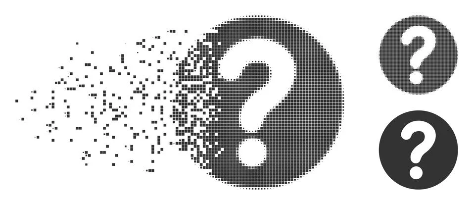Fractured Pixel Halftone Query Icon Stock Illustration
