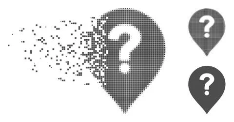 Fractured Pixel Halftone Question Marker Icon Stock Illustration