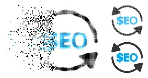 Fractured Pixel Halftone Refresh Seo Icon Stock Illustration