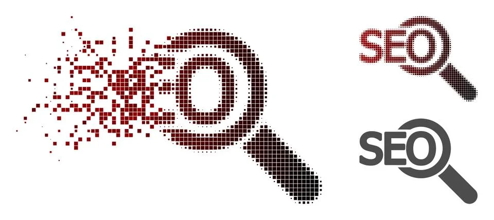 Fractured Pixel Halftone Seo Tool Icon Stock Illustration