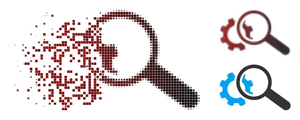 Fractured Pixel Halftone Seo Tools Icon Stock Illustration