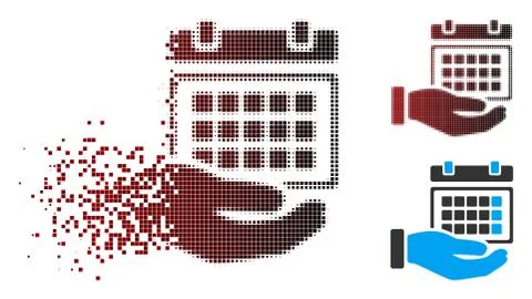 Fractured Pixel Halftone Service Timetable Icon Illustrazione stock