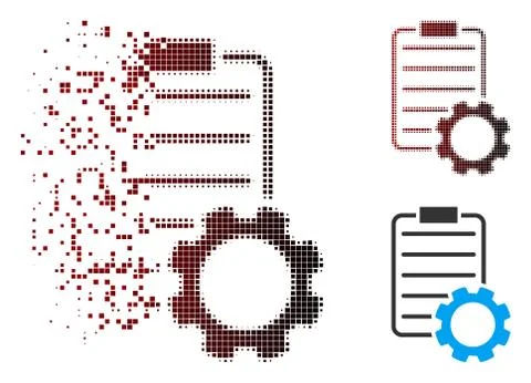 Fractured Pixel Halftone Smart Contract Gear Icon Illustrazione stock