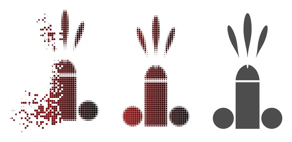 Fractured Pixel Halftone Sperm Ejaculation Icon Stock Illustration