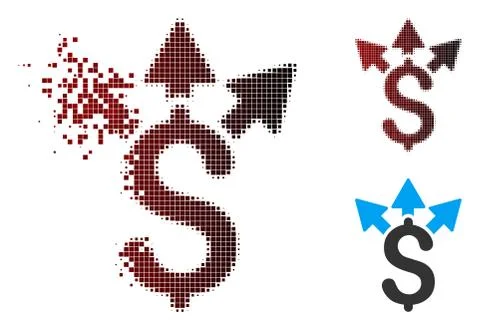 Fractured Pixel Halftone Split Payment Icon Stock Illustration