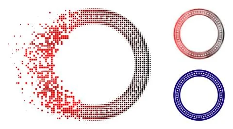 Fractured Pixel Halftone Star Circle Frame Icon イラスト素材