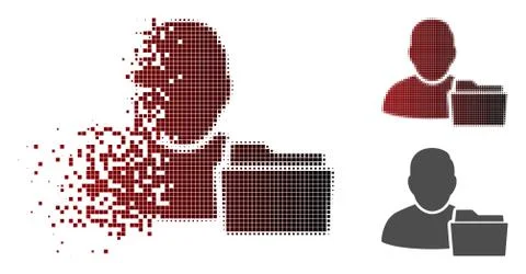 Fractured Pixel Halftone User Document Folder Icon Stock Illustration