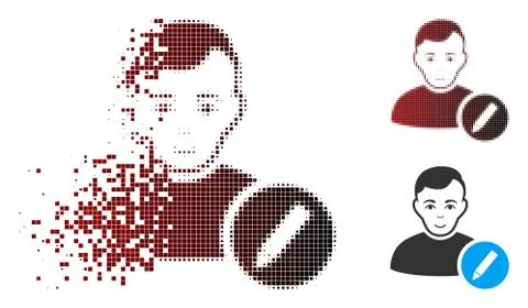 Fractured Pixel Halftone User Modify Pencil Icon Illustrazione stock