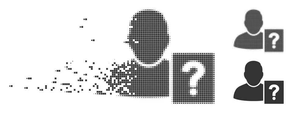Fractured Pixel Halftone User Status Question Icon Illustrazione stock