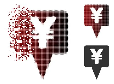 Fractured Pixel Halftone Yen Map Pointer Icon 스톡 일러스트