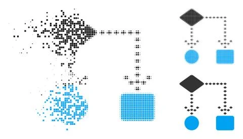 Fractured Pixelated Halftone Algorithm Scheme Icon Illustrazione stock