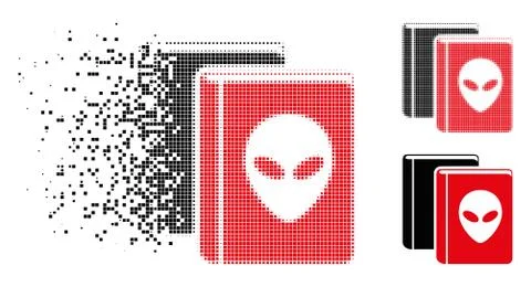 Fractured Pixelated Halftone Alien Library Icon 스톡 일러스트