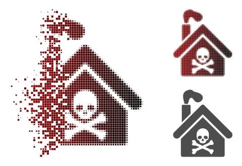 Fractured Pixelated Halftone Crematory Building Icon Ilustración de archivo