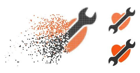 Fractured Pixelated Halftone Heart Surgery Icon Illustrazione stock