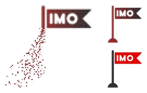 Fractured Pixelated Halftone IMO Flag Icon Stock Illustration