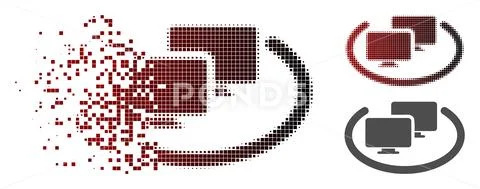 Fractured Pixelated Halftone Intranet Computers Icon Illustration #94499260