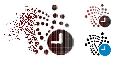 Fractured Pixelated Halftone Iota Time Icon Stock Illustration