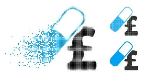 Fractured Pixelated Halftone Medication Pound Business Icon Stock Illustration