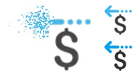 Fractured Pixelated Halftone Refund Icon Illustrazione stock
