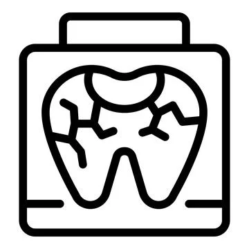 Fractured tooth icon outline vector. Oral teeth disease Stock Illustration
