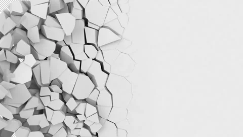 Fractured wall. Wall collapse from left to right. Alpha channel Stock Footage 264139027