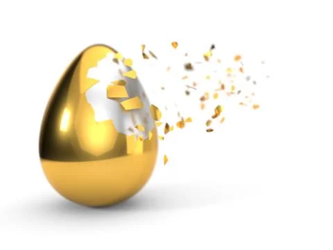 Fracturing paint on egg. 3d illustration, isolated on white Stock Illustration