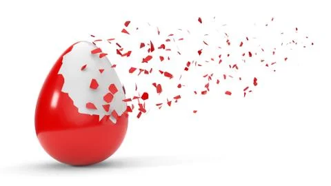 Fracturing paint on egg. 3d illustration, isolated on white Stock Illustration