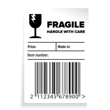 Fragile Barcode Packaging Label or sticker vector Stock Illustration